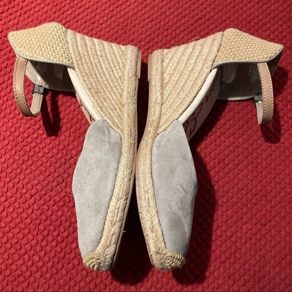 SAM EDELMAN Sz 10 Harmony Wedges Espadrille Light Beige Tan  Suede Shoes - Picture 7 of 9